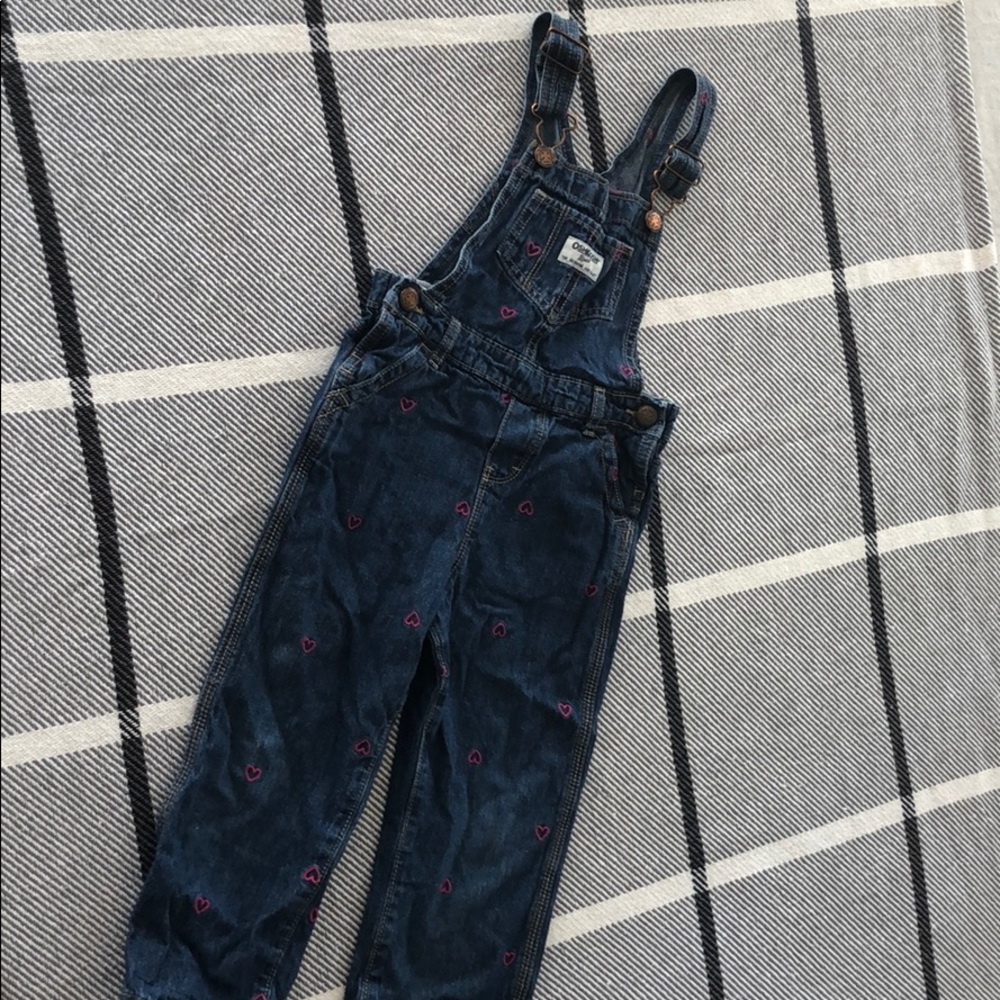 Girls OshKosh overalls pink hearts, size 3T